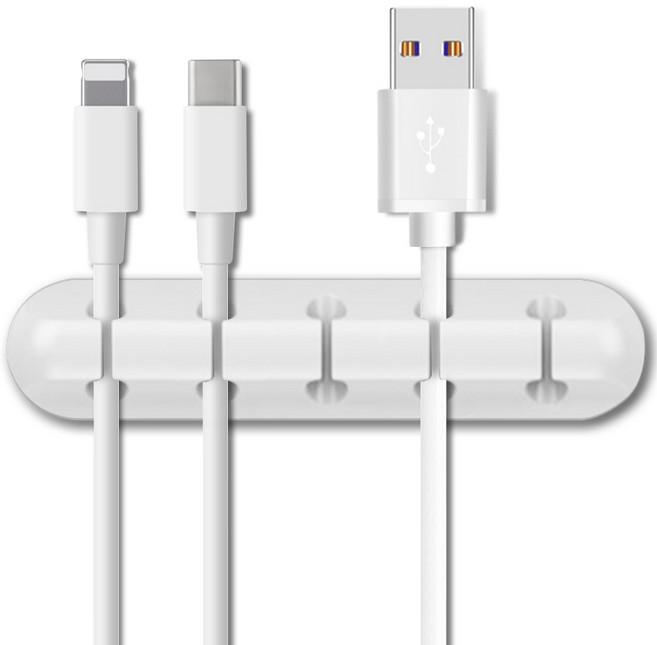엔더 USB 충전 케이블 선정리 홀더 클립 5구, 1개, 화이트