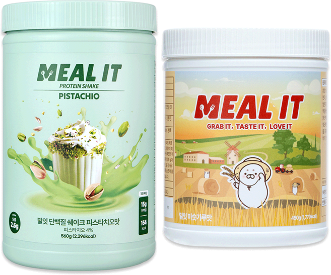[1+1] 밀잇 식사대용 단백질 쉐이크 세트 (피스타치오 1개 미숫가루 1개), 1.01kg, 2개