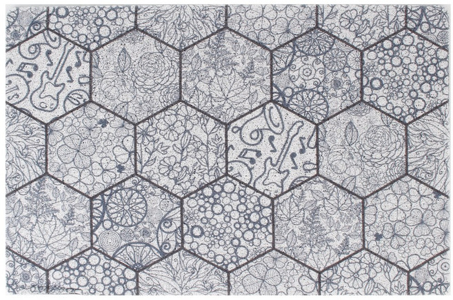 LIL 현관매트 코일 북유럽 패턴 발매트 발판 신발장 발코니 베란다 입구 패턴코일매트, 화이트(빈티지), 1개