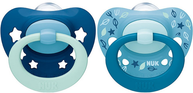 누크 시그니처 노리개젖꼭지 2종 세트, 6~18개월 (S2), 블루, 1세트