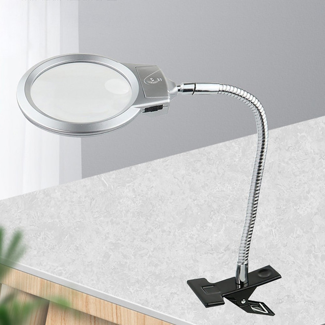 랩앤툴스 집게형 LED 데스크 확대경, 2개, 실버