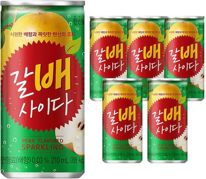 해태 갈아만든배 사이다 6입 210ml, 6개