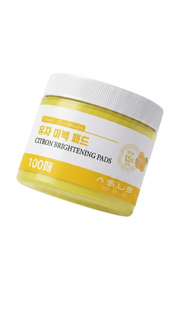애즈어스 유자미백 토너패드 100매 미백기능성 엠보패드 닦토 피부톤개선