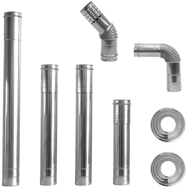 75mm 스텐연통 직관 90도엘보 45도배기통 후렌지 세트, 세트구성