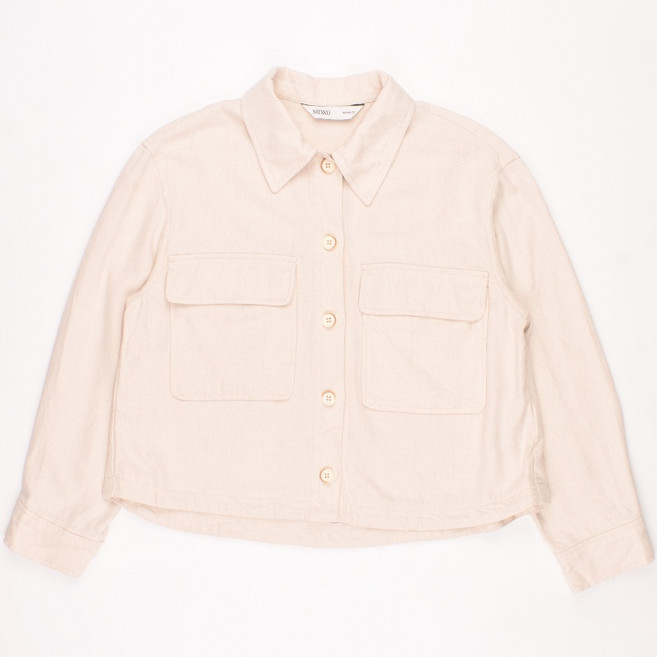 미쏘 크림 레이온 포켓 카라 긴팔 린넨혼방 크롭자켓 S 여성 WTL3010 빈티지테크