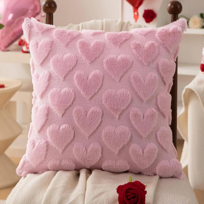 핑크 하트 베개 발렌타인 데이 생일 선물 귀여운 장식 쿠션 실내 사무실 소파 침대 허리, 1. Pink-1PC