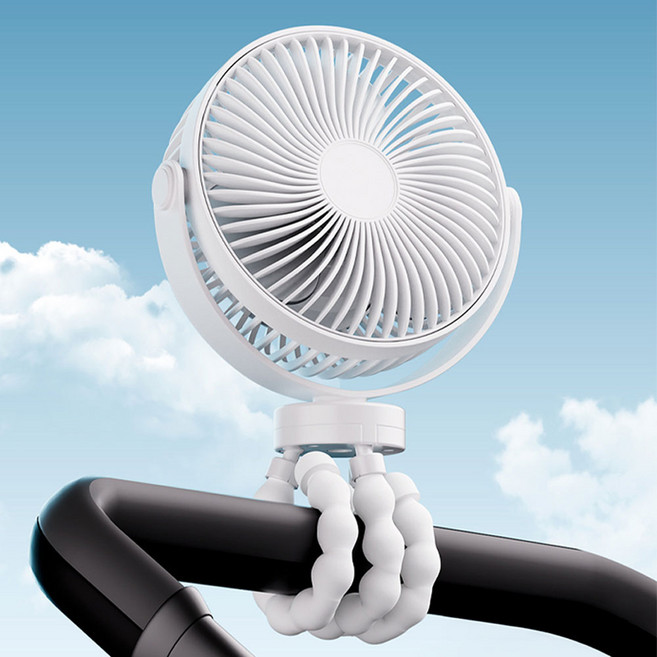 아보리 휴대용 유모차 문어발 선풍기, 블랙, 1개