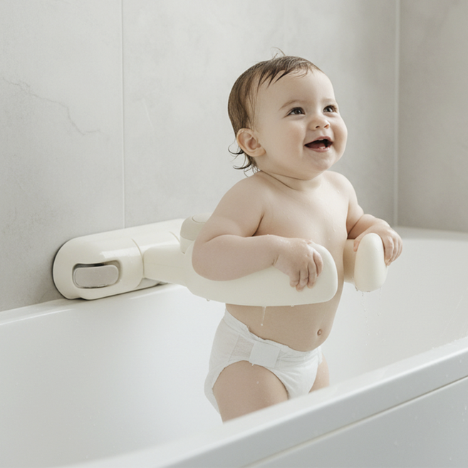 코넘 휴대용 샤워 목욕 핸들 아기비데, 크림, 1개