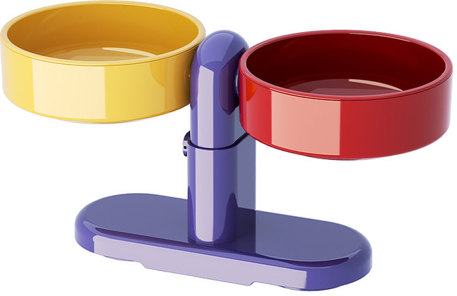 솔바람집 반려동물 컬러 높이조절 식기 5단계 높이 조절 기능, 1개, 퍼플