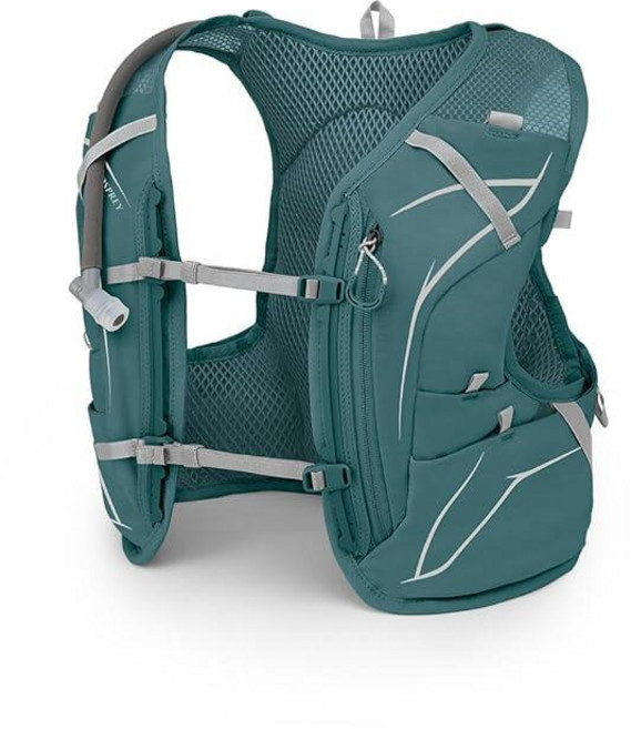 Osprey Dyna 6L 여성용 러닝 하이드레이션 조끼 유압 저장소 포함 카키오 핑크 스몰, Small, 캐스케이드 블루/실버 안감, 1개