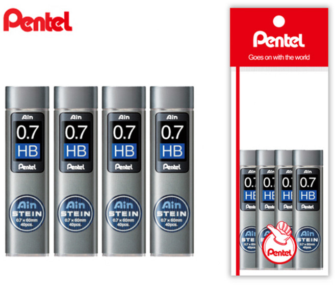 펜텔 아인슈타인 샤프심 0.7mm B/HB 4개 세트, 아인샤프심 0.7mm HB 4개 세트