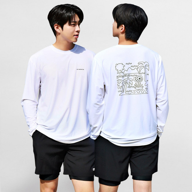 [자체제작] 서프라이더 남성 상하의 2장세트 긴팔수영복 래쉬가드 자외선차단 체형커버 오버핏 루즈핏 빅사이즈/SURFRIDER