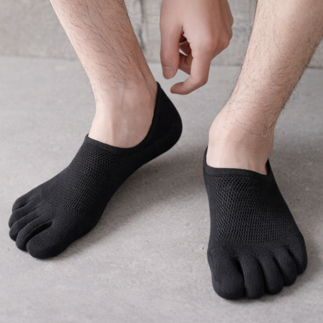 일상채움 남성용 여름 통기성 좋은 메쉬 발가락 덧신 양말 5켤레