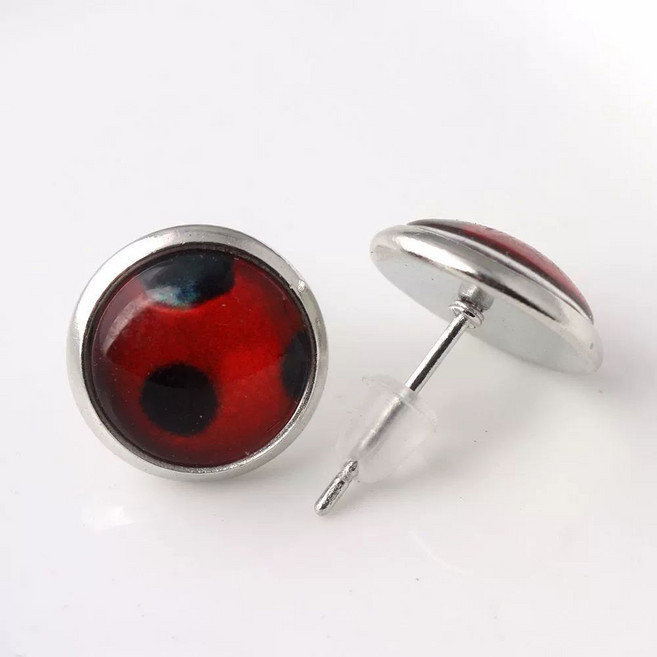 레이디버그 블랙캣 미라클 스톤 코스프레 목걸이 열쇠고리 귀걸이 장식, 무당벌레 귀걸이02 】, 1개