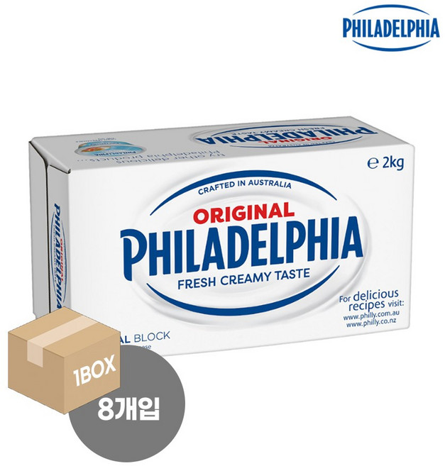 [냉장]동서 필라델피아 크림치즈 2kg(블록) 8개세트, 2kg, 8개