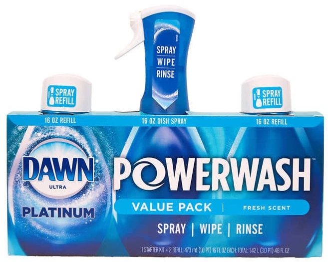 다운 플래티넘 파워워시 프레쉬 향 쉬운세척 식기세제 Dawn Platinum Power Wash 1스타터+ 리필2개 (437ml x 3개입), 1개, 437ml - 쿠팡
