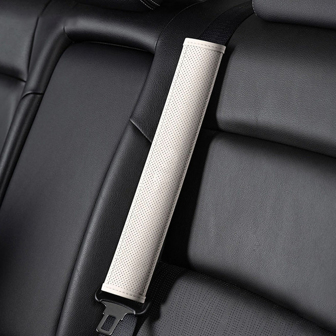 미즈코스 롱 가죽 안전 벨트 커버 자동차 차량 벨트 레자, 화이트, 1개