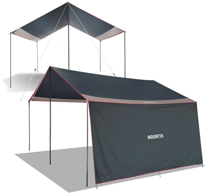 마운티아 베로나 렉타타프+사이드월400 차양막 세트, 블랙