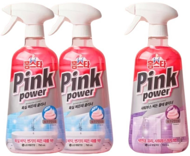 홈스타 핑크파워 욕실 찌든때 클리너 2개 + 샤워부스 찌든 물때 클리너 1개, 3개, 750ml
