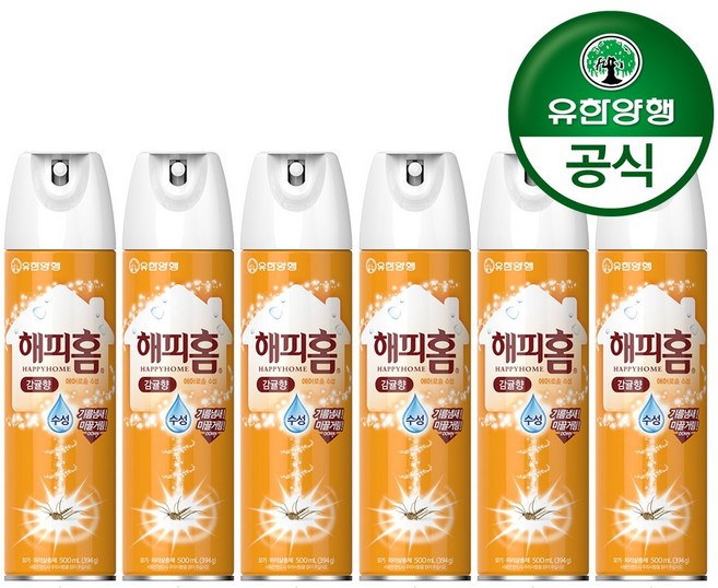 해피홈 에어로솔 모기약 감귤향, 500ml, 6개