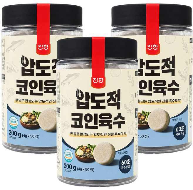 진한식품 압도적 코인육수 국내산 멸치, 3개, 200g