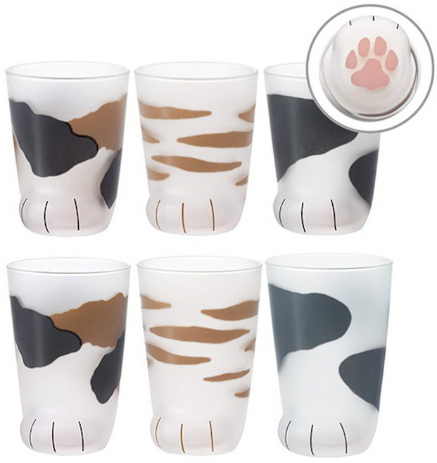 코코네코 고양이발 유리컵 230ml (아기고양이), 부티(검정색), 1개