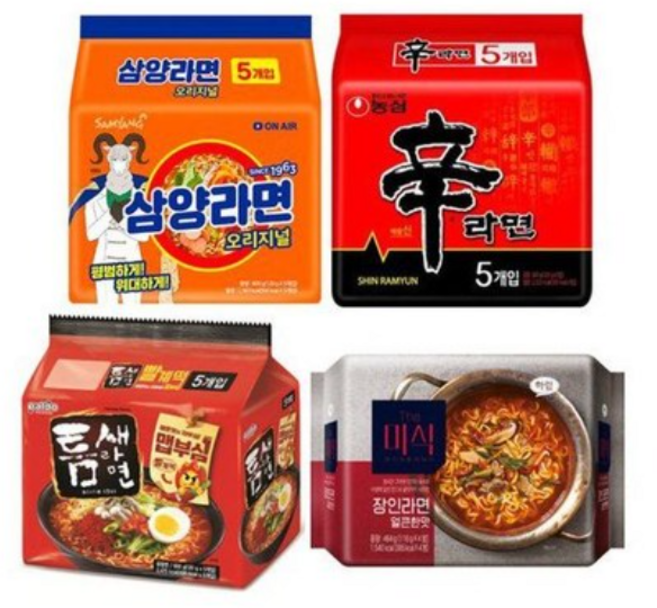 삼양라면5p + 신라면5p + 틈새라면5p + 장인라면(얼큰한맛)4p, 1세트