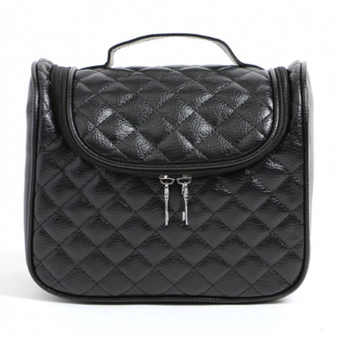 대용량 누빔 가죽 화장품 가방 메이크업가방 (블랙) 화장품정리가방 화장품백 미용가방 화장품가방 메이크업파우치대형 메이크업파우치 다용도 화장품수납 여행용화장품가방