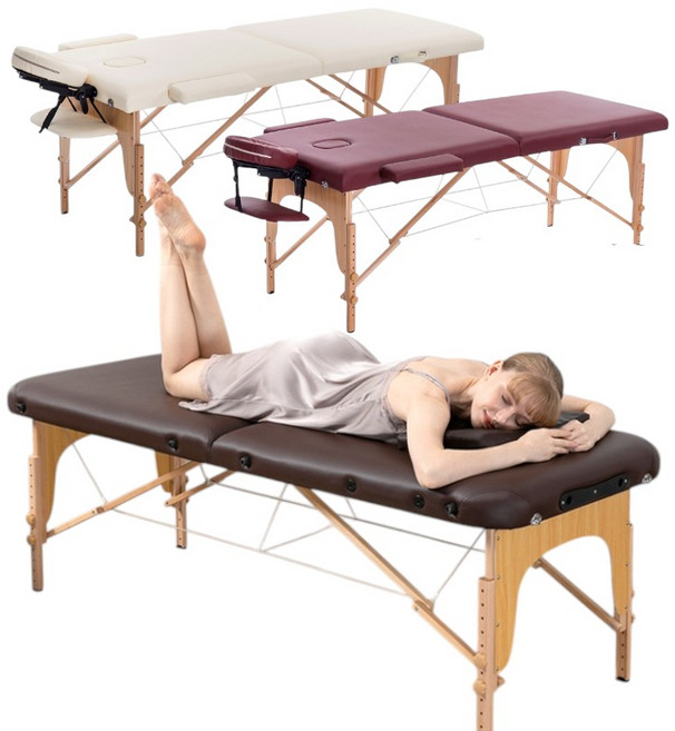 휴대용 접이식 마사지 미용 베드 침대, 와인 레드 폭60 (침대 커버 + 사각 베개)