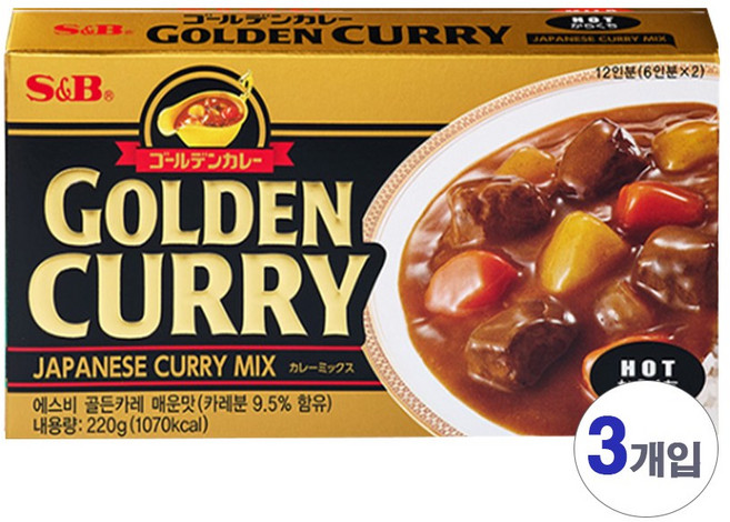 에스앤비 골든카레 매운맛, 220g, 3개