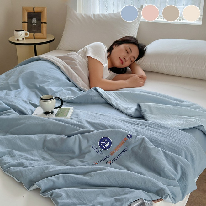 SeekFun 고품격 도톰하고 보온 양면 우유 솜털 정전기 방지 겨울 이불1500/1800, 블루