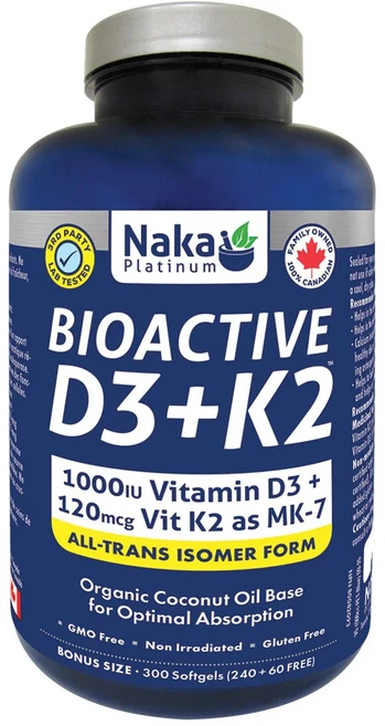 나카플레티넘 바이오액티브 뼈건강지원 D3 & K2 300정 10개월분, 1개 - 쿠팡