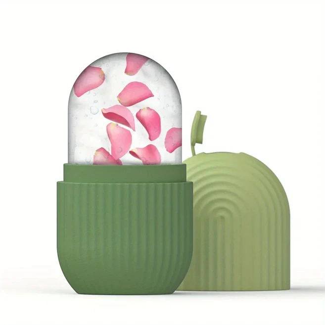 얼굴 및 눈용 아이스 롤러 얼굴 마사지용 실리콘 아이스 몰드 얼굴 미용 붓기 완화 페이셜 마사지 스킨 케, 09 Striated Green