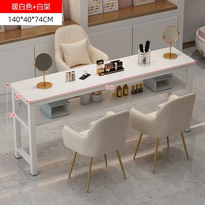 네일시술대 받침대 선반 네일가구 네일테이블 책상 작업대 뷰티샵 인테리어, 14. 140cm 화이트+화이트