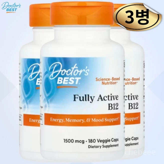 닥터스베스트 활성형 비타민 B12 메틸코발라민 1500mcg 180캡슐 3병, 1개, 540회분 - 쿠팡