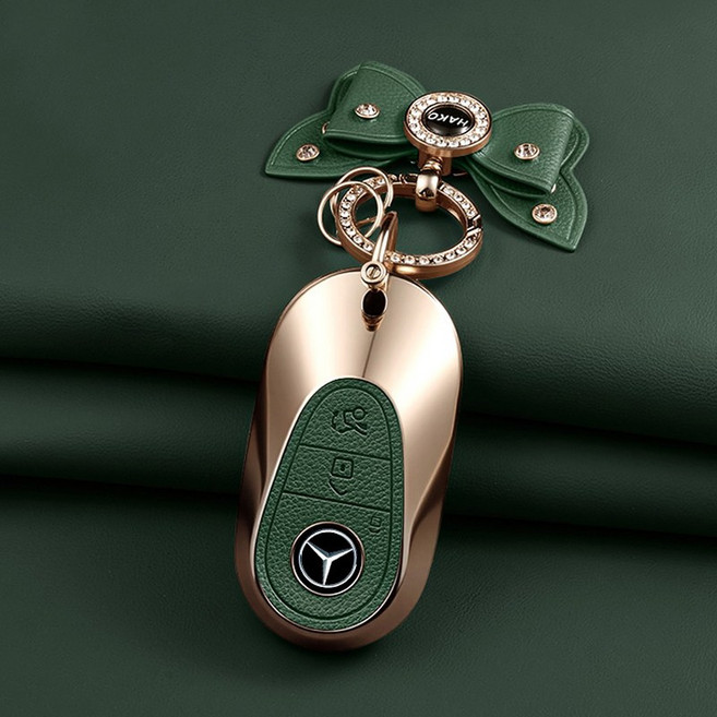 HAKO 소프트 가죽TPU 차키케이스+나비키링 (벤츠호환), M-03, 그린