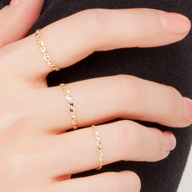 엘렌쥬얼리 14K/18K Flat 체인 반지