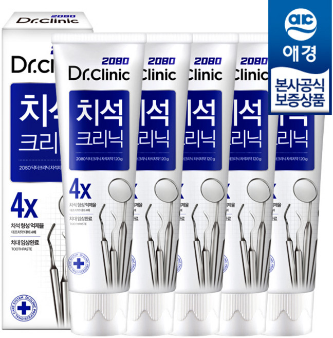 2080 닥터크리닉 치석치약, 140g, 5개