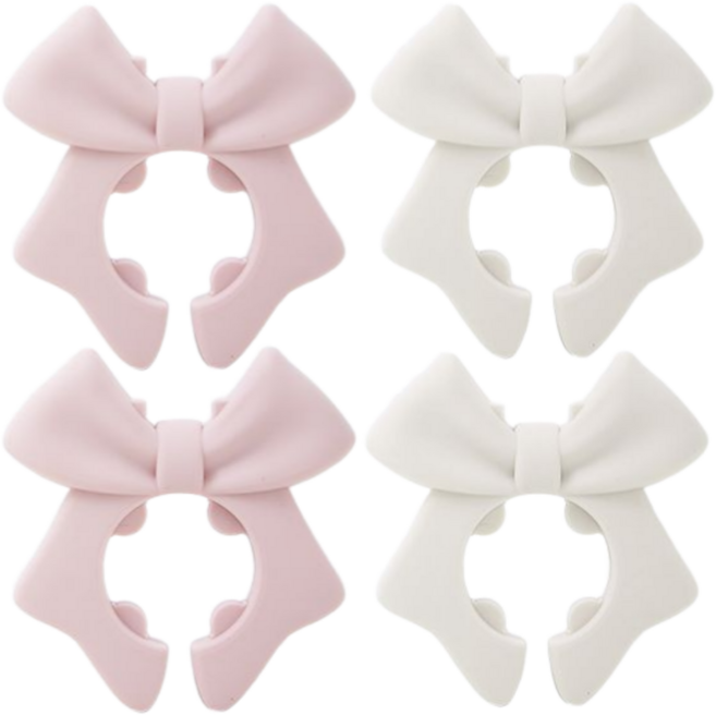 키꾸 실리콘 조리도구 리본 받침대, 4개, 핑크+아이보리