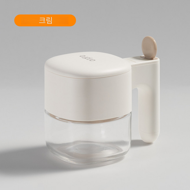 감성 주방 원터치 스푼내장 유리 양념통 원터치 손잡이 소스통 설탕 소금 보관용기, 1개, 300ml