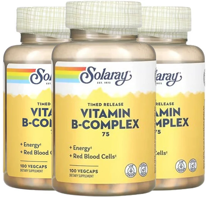 솔라레이 B-컴플렉스 75 2 단계 시간차 지연 방출 100베지캡슐, 3개, 100정 - 쿠팡