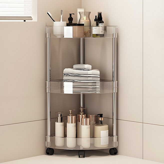 욕실 선반 입지식 화장실선반정리대, 3.투명 3단 삼각형 선반, 1개