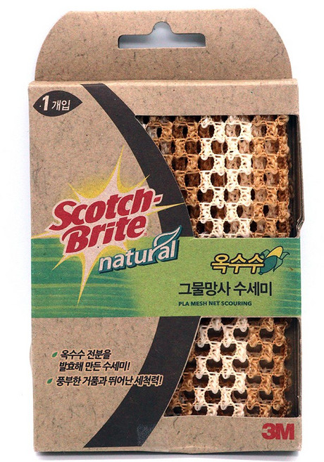 3M 내츄럴 옥수수 그물 망사수세미 1입 친환경수세미