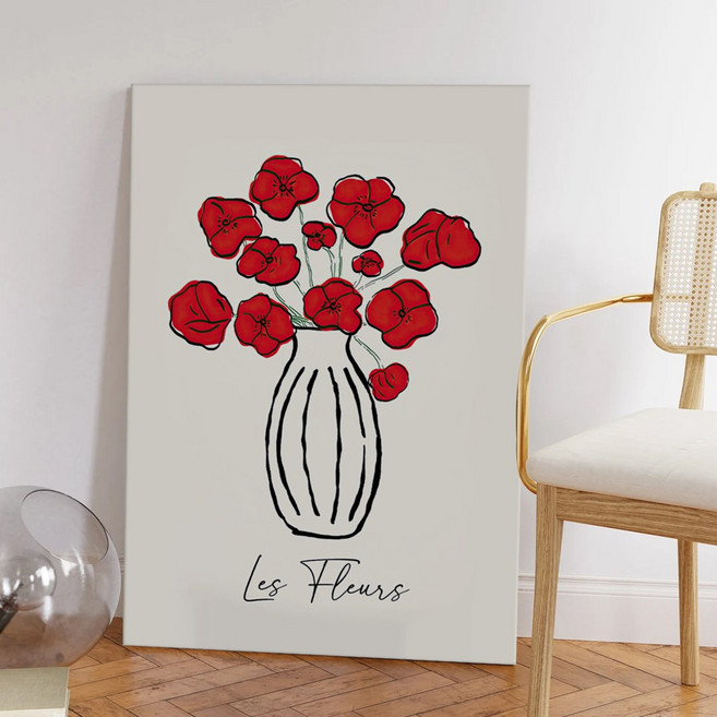 나른한 오후 감성 회화 힐링 일러스트 카페 인테리어 그림액자 캔버스 액자 6종 집들이선물 포스터 방꾸미기, 03.루쥬 플뢰르