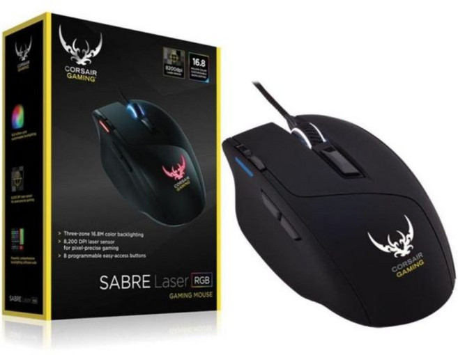 커세어 게이밍 세이버 RGB 8200 DPI 레이저 마우스 CH9000090NA, 커세어 게이밍 세이버 RGB 8200 DPI 레이저 마