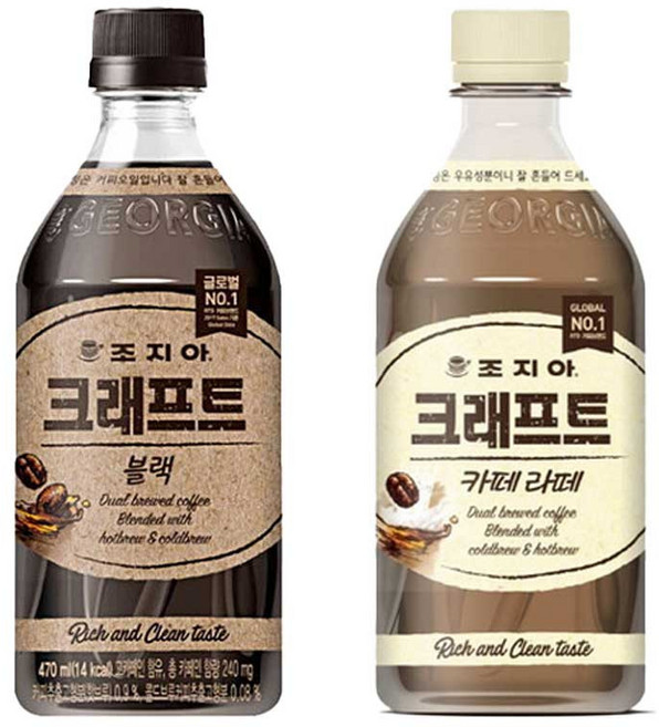 조지아 크래프트 블랙&라떼 커피 470ml 각 12개 24개입, 블랙 24개입