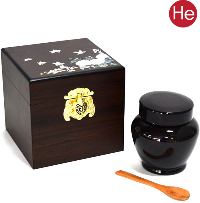 He 은빛자개경옥고단지셋트 600g 1kg 용기 스푼 경옥고 꿀 항아리 선물단지 포장 상자, 1개