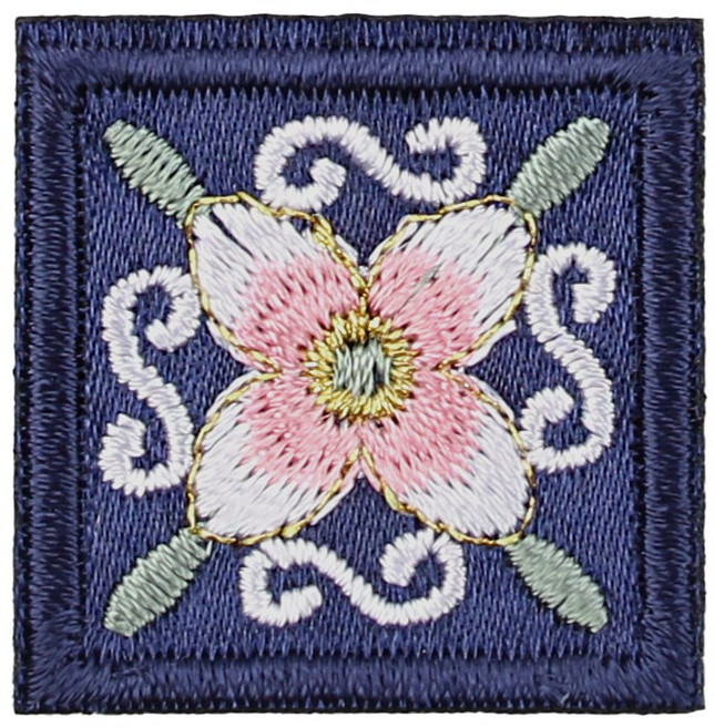 사각미니 한복장식 자수 패치 와펜 마크 열접착형, 5개, 사각자수-소(NO.109)