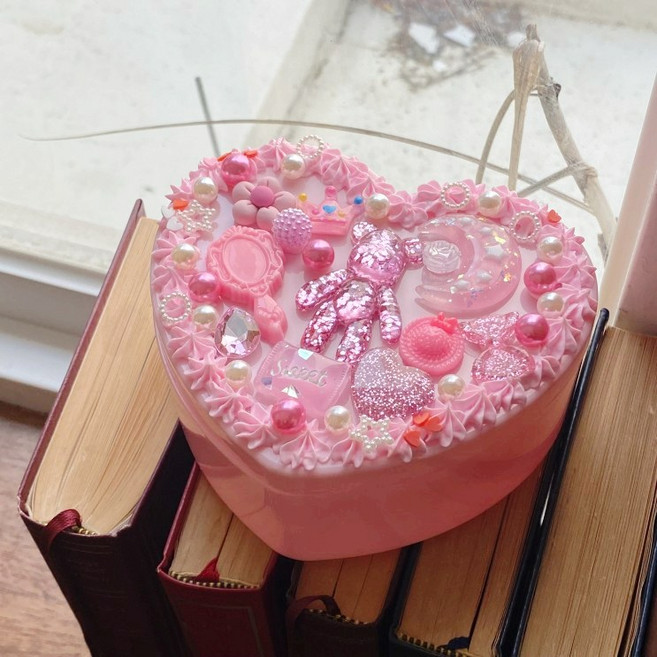 더하우스마켓 블링블링 핑크 곰돌이 2단 보석함 만들기 세트, 1개