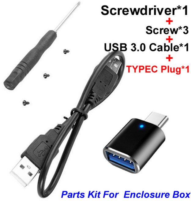 USB 3.0/2.0 2.5인치 하드 드라이브 디스크 인클로저 HDD 외부 박스 케이스 알루미늄 캐디 2.5" Sata HDD L, 09 PARTS SET, 1개